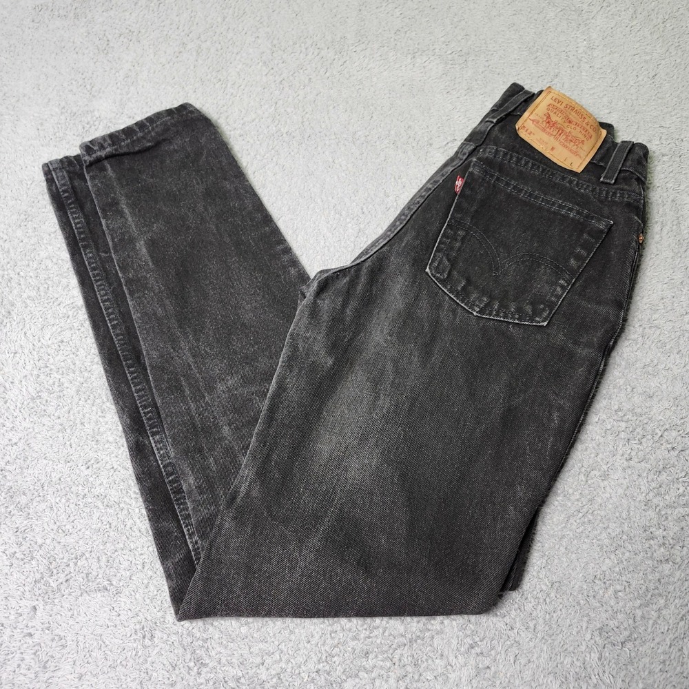 Levi's Womens 5 Long 512 Slim Fit Tapered Leg Jeans Black Acid Wash Vintage USA